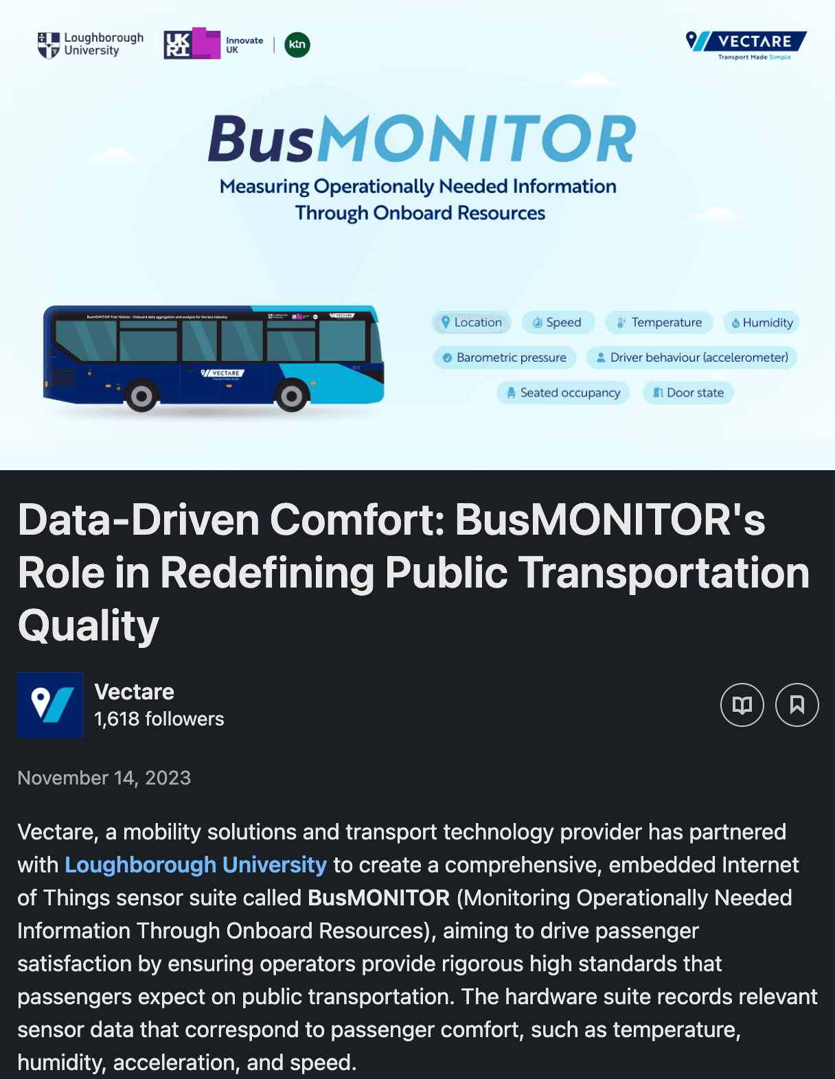 BusMONITOR — An embedded sensor suite for public transport.